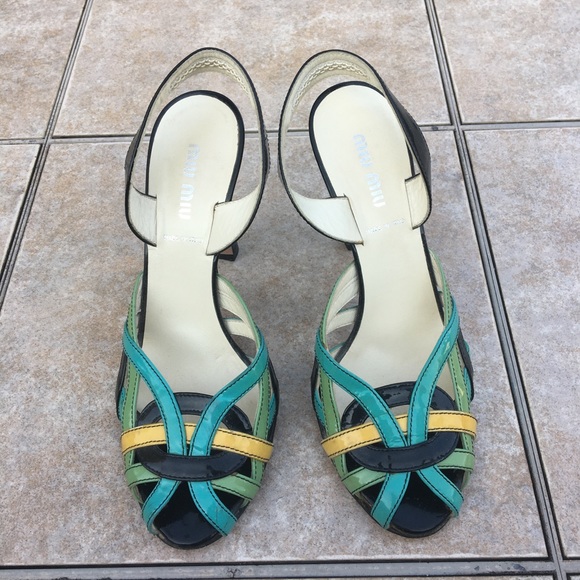 Miu Miu slingback peep toe patent leather sandals - Picture 2 of 12